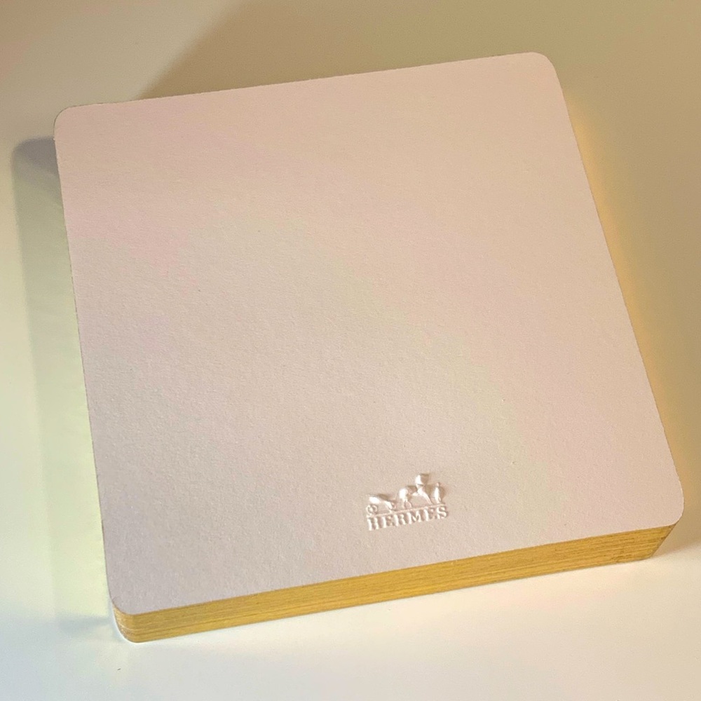 Hermès Embossed White and Gold Stationery